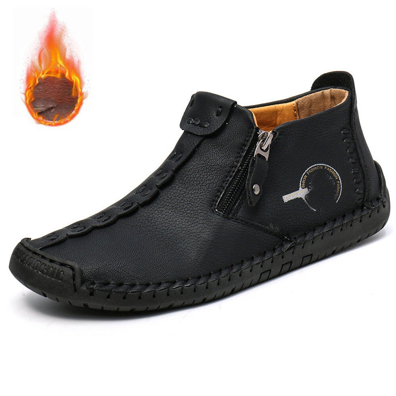 🥾Kompletně ručně vyrobené pánské boty Martens z pravé kůže (38-48), s péřovou podšívkou a zipem - teplé, pohodlné a elegantní, vhodné na zimu.