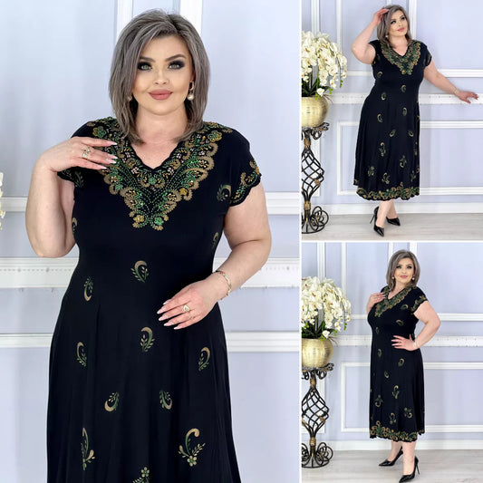 【S-5XL】2025 Elegancka sukienka z nadrukiem i haftem