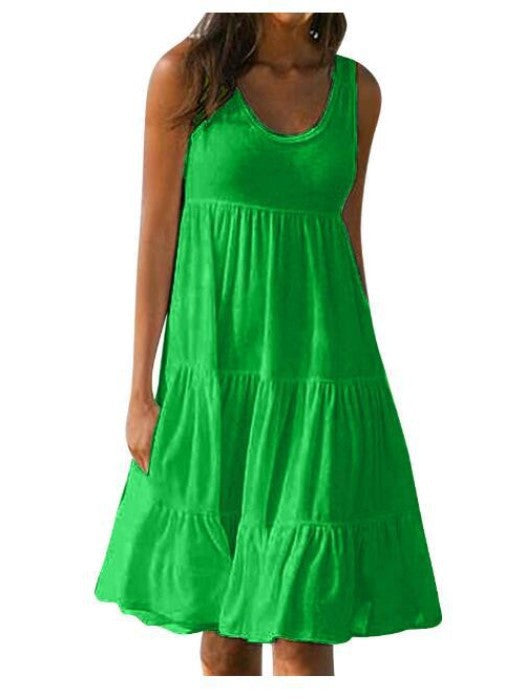 👗 【S-5XL】 Prosta sukienka w jednolitym kolorze-3686031