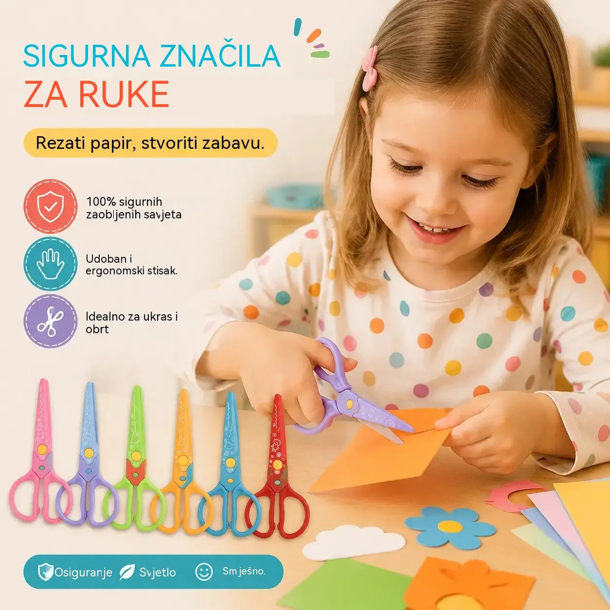 🥰【6 komada - 6 različitih oblika】✂️🌈Sigurnosne škare za djecu (za DIY konstrukcije)