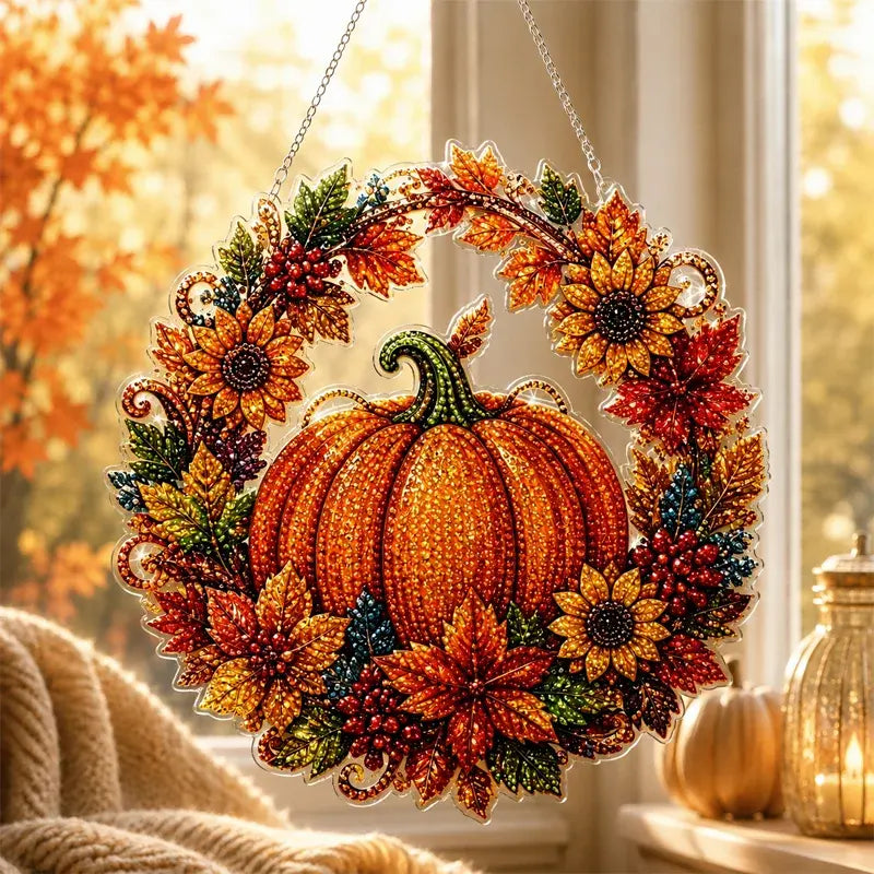 🎃🍂Dekoracija prozora za Noć vještica DIY dijamantna slika, 4 vesela uzorka, veličina 25×25 cm