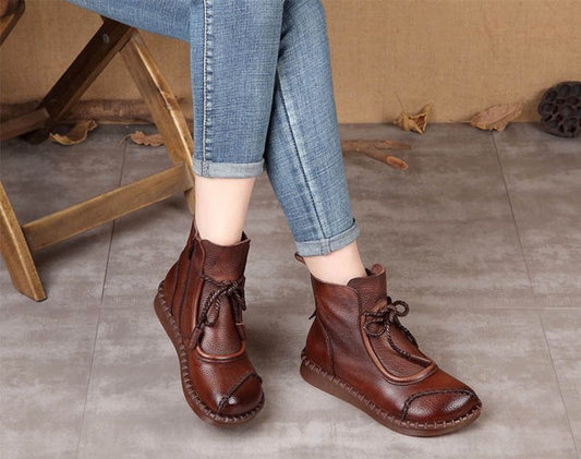 【35-40】👢2024 Wczesne jesienne damskie buty retro z miękkiej skóry 3741383