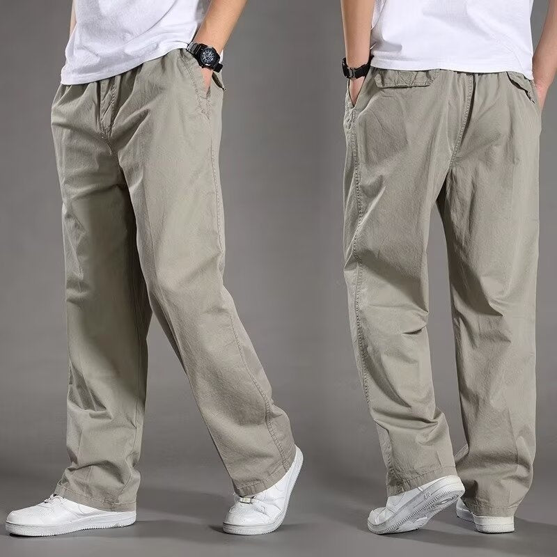 😎👖Nove muške široke pamučne hlače većih veličina, ekstra velike cargo hlače, ravne nogavice, ležerna odjeća za van