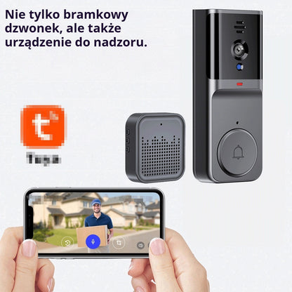 🔥【Promocja – bezpośrednia obniżka 120 zł】🔥 Bezprzewodowa kamera do dzwonka: 1080P, kąt widzenia 170°, ekran 4,3 cala, wodoodporność IPX65, tryb nocny