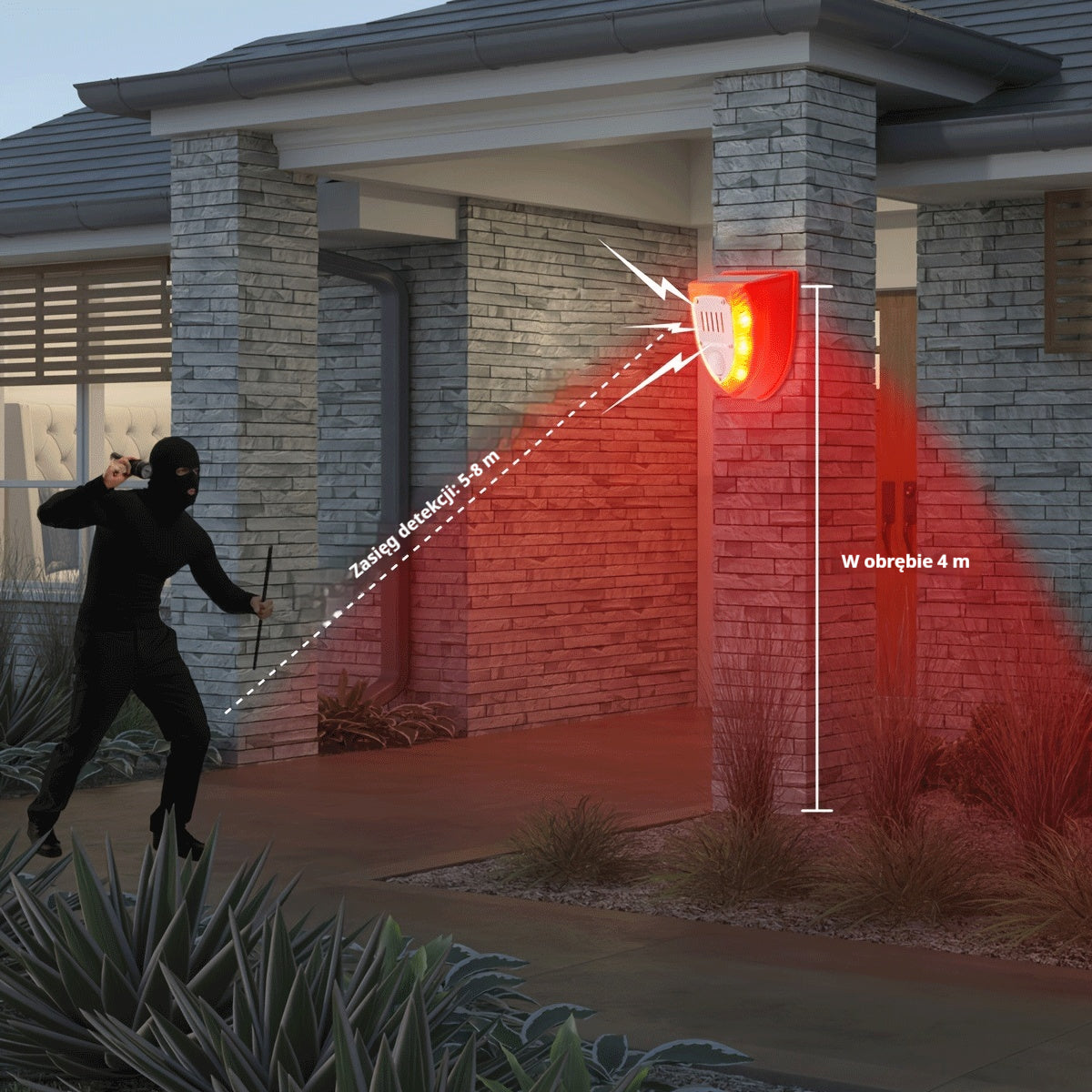 【⚡-50%】🔥Solarny alarm, lampa antykradzieżowa z czujnikiem ruchu, ultradźwiękowy odstraszacz zwierząt