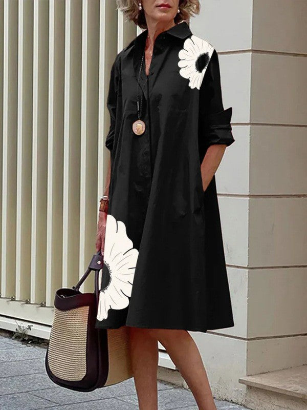 💖[50% zniżki] 👗[S-3XL] Nowa, modna damska sukienka z kołnierzykiem stójkowym, z nadrukiem, modna i elegancka, uniwersalna
