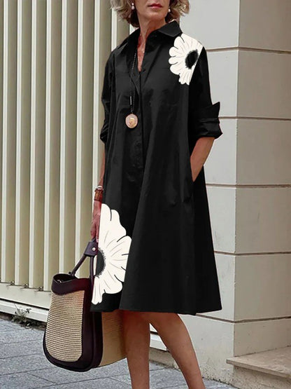 💖[50% zniżki] 👗[S-3XL] Nowa, modna damska sukienka z kołnierzykiem stójkowym, z nadrukiem, modna i elegancka, uniwersalna