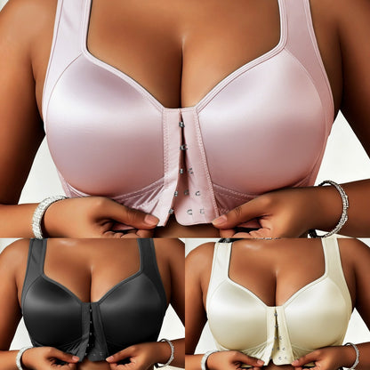 😍👙【3-dielna súprava】【40-100 kg】 Dámska podprsenka bez kostíc so zapínaním vpredu