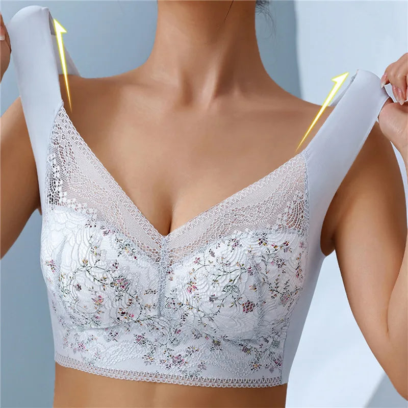 Oferta limitowana💕🎁【40kg-100kg】Duży rozmiar, oddychający, regulowany, bezszwowy biustonosz z lodowego jedwabiu