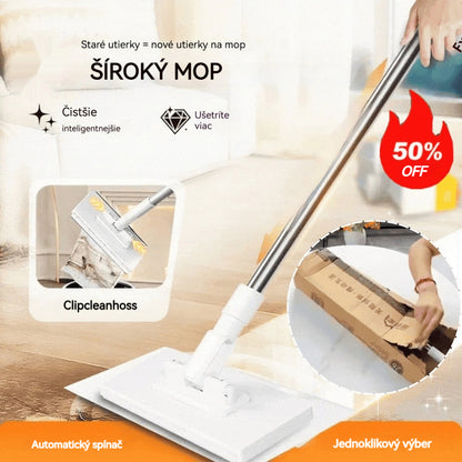 🔥【4-dielna sada】Multifunkčný mop s klipsom na handričku, nový domáci mop bez potreby prania