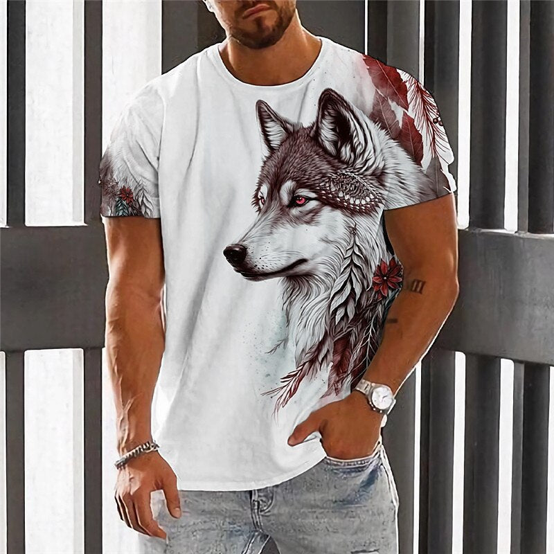 💥👕【2XS-6XL】🌹🏆Ljetni novi proizvod 2026. - Muška majica kratkih rukava s printom vukova - Pamuk ugodan za kožu, mekan i prozračan