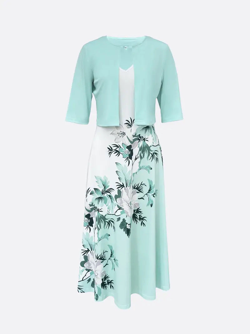 👗💗Dwuczęściowy zestaw sukienka typu swing plus mała marynarka 3711847