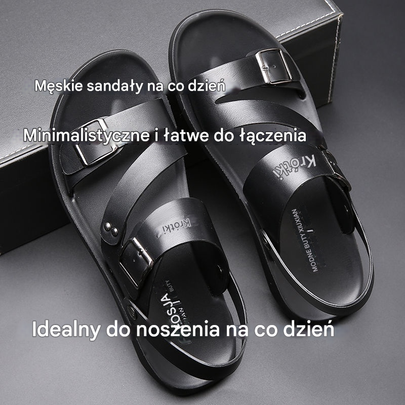 🌿 Wiosenna specjalna oferta [39-28] Nowe męskie letnie sandały z miękkiej naturalnej skóry, z podwójną klamrą ✅ Dostępna płatność przy odbiorze