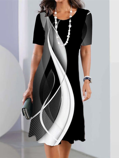 Promocja specjalna -50% 👗【XS-5XL】Seksowna sukienka damska z okrągłym dekoltem i nadrukiem 2025