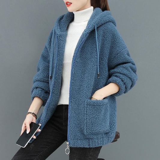 🔥🔥 【M-4XL】 2024 jesienno-zimowa nowa moda damska polarowa kurtka z kapturem 3774402