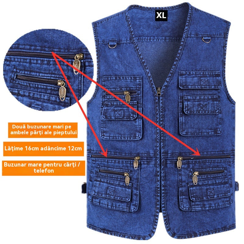 🔥50% OFF【XL-7XL】2025 Męska kamizelka dżinsowa z wieloma kieszeniami