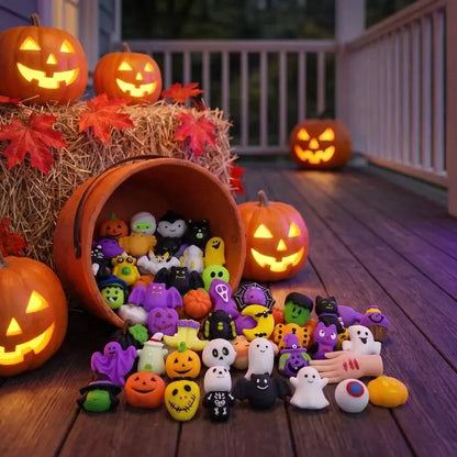 🎃 Antistresne igračke u obliku okruglica s motivom Noći vještica; preslatke okruglice u obliku bundeve i duha za ublažavanje stresa.