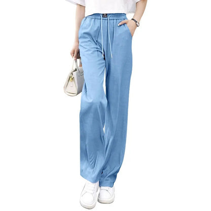 ❤️👖【S-3XL】2025 ice silk jeansy z wysokim stanem i szerokimi nogawkami spodnie casualowe proste spodnie, wygodne i oddychające