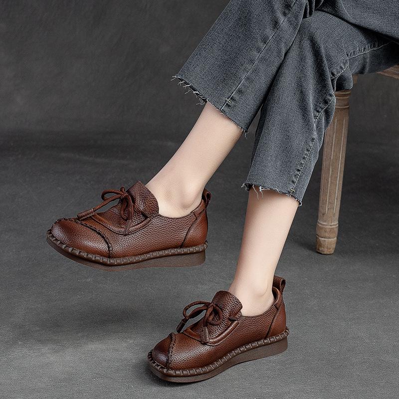 💖👍【35-40】Nowe letnie buty damskie z wierzchniej warstwy skóry bydlęcej szyte ręcznie z miękkiej skóry -
