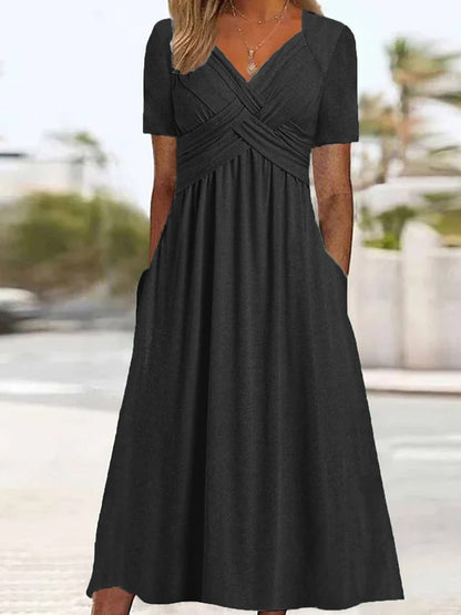 💥Akcija!【S-5XL】retro lanena haljina, širokog kroja koji vizualno stanjuje i daje eleganciju, čini da izgledate mlađe.