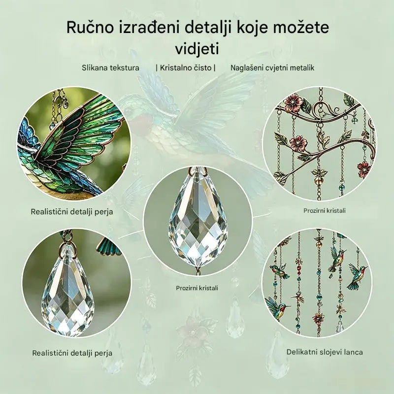 🐦Kristalno zvono za vjetar s kolibrijem i retro oslikanim uzorkom