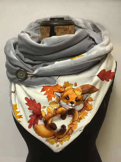 🔥Modny, klasyczny ciepły szalik turban [35% rabatu]🔥Ciepły szalik z bawełnianym nadrukiem i guzikami--3776320