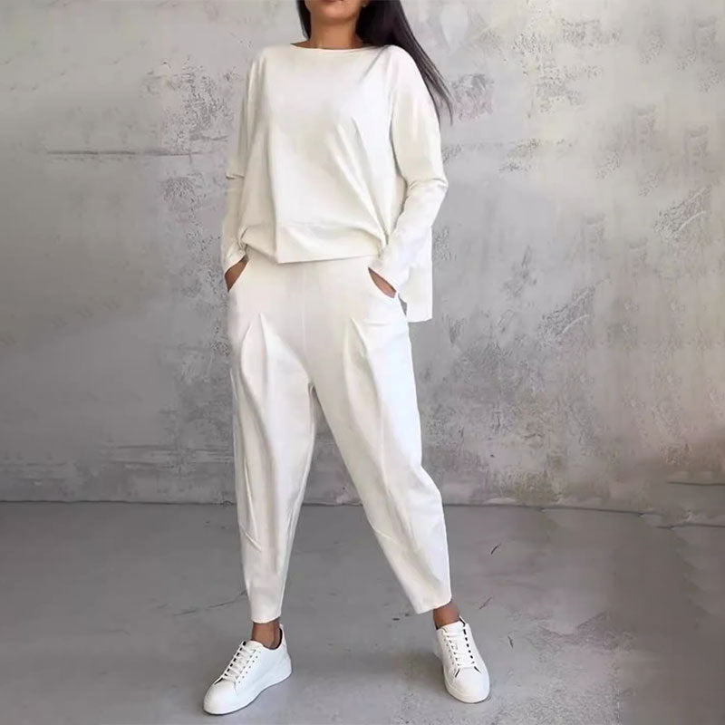 💥50% popusta, ograničeno vrijeme💖 Set dugih rukava, bluza s okruglim izrezom i duge hlače