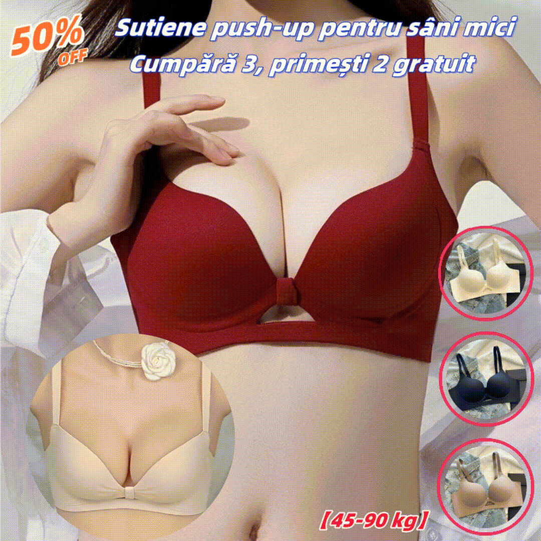 💃💟【53 sztuki】Biustonosz push-up dla małych piersi, zapobiegający opadaniu, z miseczkami bocznymi, bezszwowy