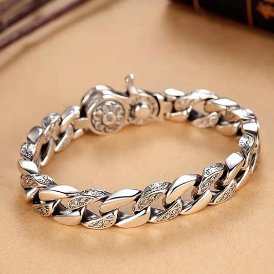 ✨Wysoka jakość 2024 - elegancka, klasyczna męska nowa srebrna bransoletka 925-3739866