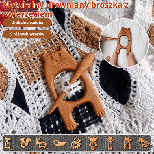 【Kup 1, otrzymaj 2】🎁Drewniana broszka w kształcie zwierzątka, idealna na prezent