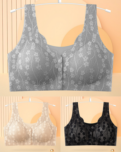 😍👙【Pakiranje od 3 komada】【40-100 kg】Ženski čipkasti grudnjak bez žice, s kopčanjem sprijeda