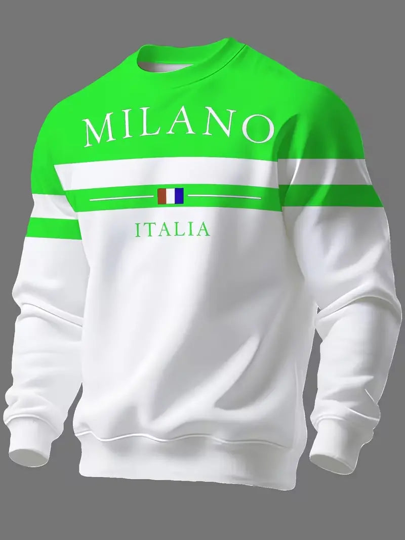 【S-6XL】Muške majice dugih rukava s natpisom „Milano Italia”