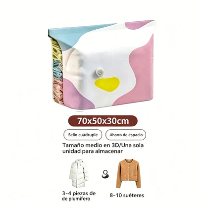 🧳【Set od 5 dijelova】💨 Vakuumske vrećice za pohranu velikog kapaciteta koje se mogu stisnuti: Nije potrebna pumpa, nepropusne su, idealne za uštedu prostora u koferu i domu ✈️
