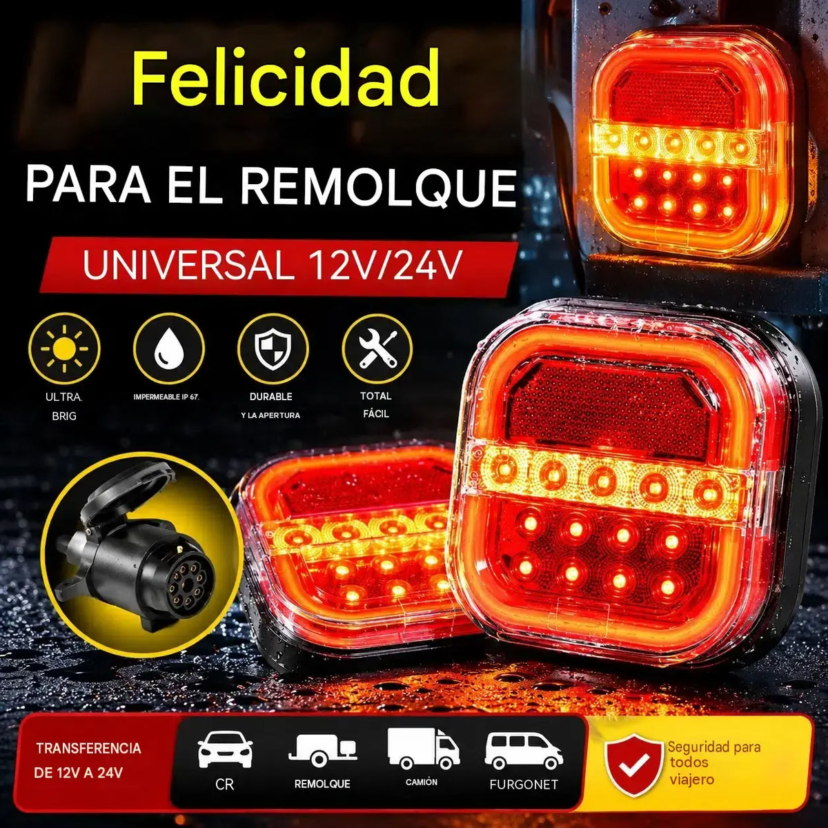 🚦【Universal 12V/24V】🚦 Luz LED para remolque de coche