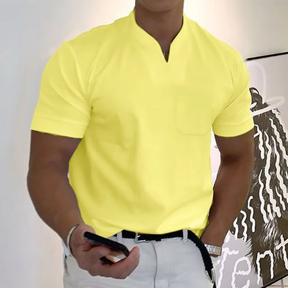 👕【Letnia oferta】【S-5XL】Męska koszula z krótkim rękawem i dekoltem w serek