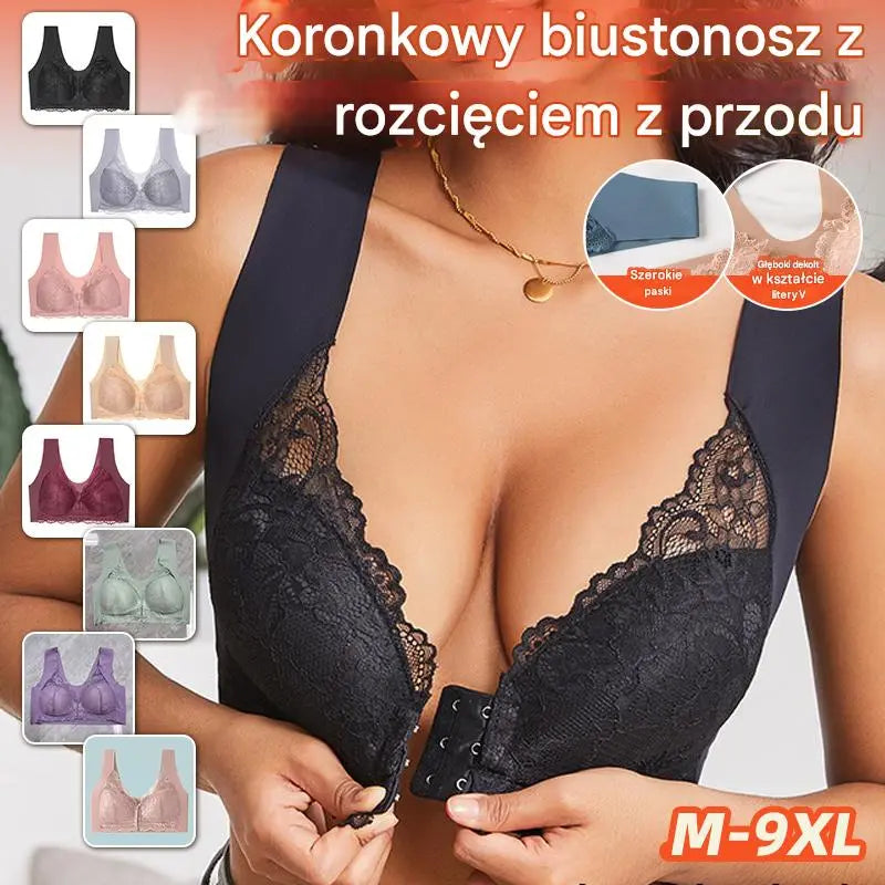 【40-100KG】Ten biustonosz ma efekt unoszenia, podnoszącą i dopasowującą się konstrukcję oraz zapięcie z przodu.