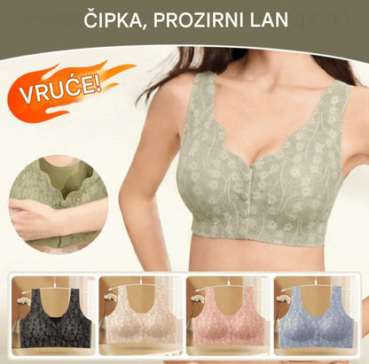 😍👙【Pakiranje od 3 komada】【40-100 kg】Ženski čipkasti grudnjak bez žice, s kopčanjem sprijeda