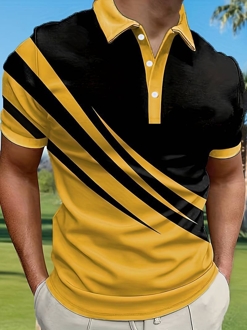 🔥【Časovo obmedzená ponuka】👔【S-6XL】Nové letné pánske pruhované polo tričko s 3D potlačou