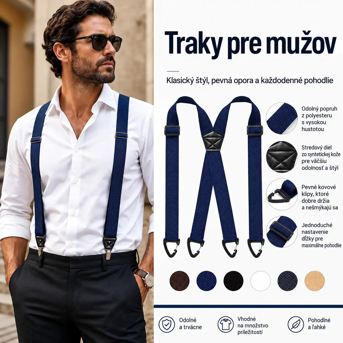 📢📢 ZĽAVA 50 %! 🧷 Pánsky sťahovací pás s prekríženým dizajnom na chrbte a zapínaním na háčiky 🧷