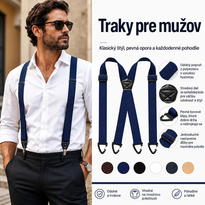 📢📢 ZĽAVA 50 %! 🧷 Pánsky sťahovací pás s prekríženým dizajnom na chrbte a zapínaním na háčiky 🧷