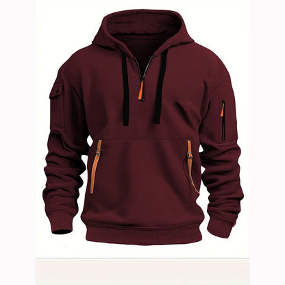 【S-5XL】Męska sportowa bluza z kapturem zapinana na zamek i wiele kieszeni-3770240