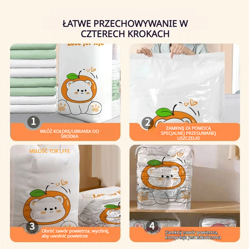✨🗃️ 5 sztuk za jedyne 119 zł 💨 Duża, kompresowalna torba próżniowa: nie wymaga pompy, szczelna, idealnie oszczędza miejsce w domu oraz w walizce ✈️