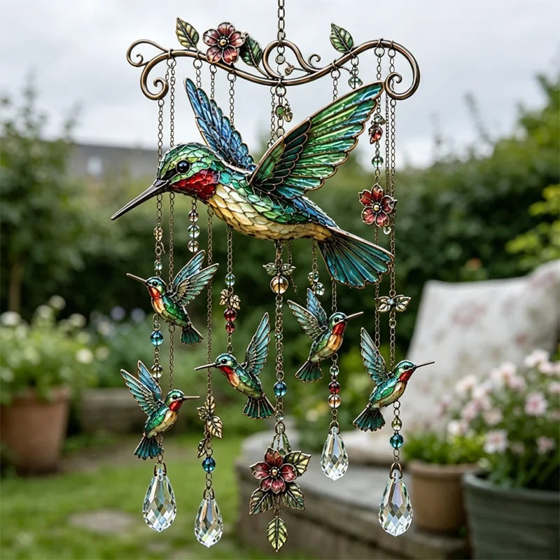 🐦Kristalno zvono za vjetar s kolibrijem i retro oslikanim uzorkom