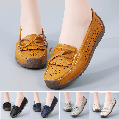 🌼Nowość w promocji👡Nowy model 2025🌼【rozmiary 35–44】Letnie damskie buty skórzane z ażurowym wzorem i frędzlami, przewiewne i wygodne