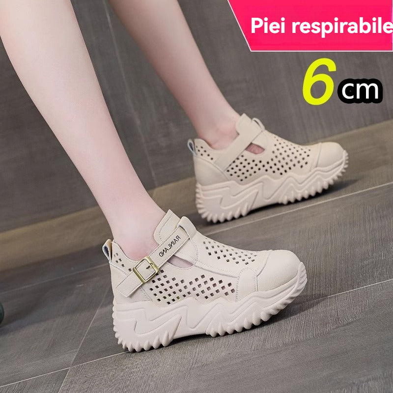 👟【35-40】Nowe sandały damskie z grubą podeszwą, wydrążone, 2025