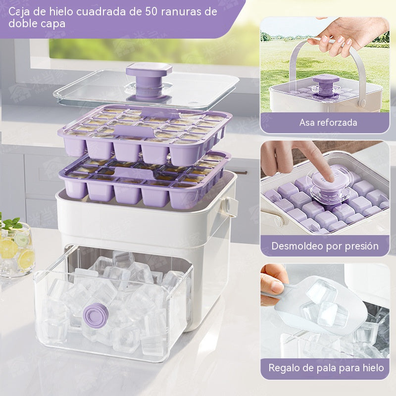 ✨🧊 Prijenosni ledomat | S poklopcem i posudom za led (pravi 50 kockica leda odjednom)