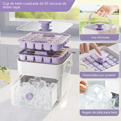 ✨🧊 Prijenosni ledomat | S poklopcem i posudom za led (pravi 50 kockica leda odjednom)