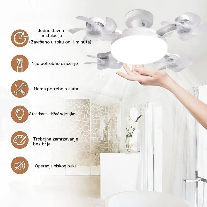 【50% popusta na narudžbe izvršene danas】Dron ventilator s četiri lopatice, žarulja E27 i daljinski upravljač