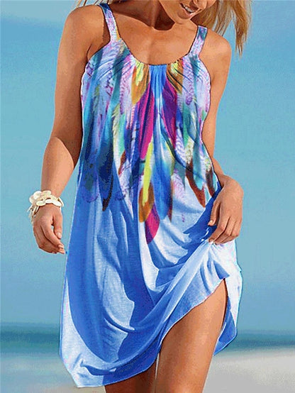 👗👒【S-5XL】Nowy styl damskiej letniej, drukowanej, plażowej sukienki na szelkach
