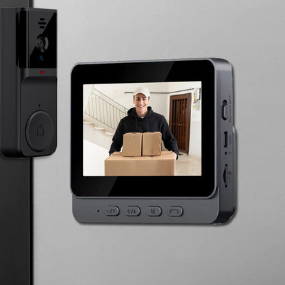 🔥【Promocja – bezpośrednia obniżka 120 zł】🔥 Bezprzewodowa kamera do dzwonka: 1080P, kąt widzenia 170°, ekran 4,3 cala, wodoodporność IPX65, tryb nocny